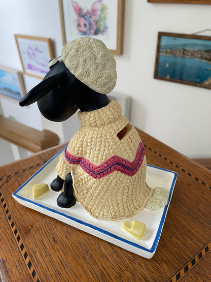 Vintage large Shaun the Sheep Money Bank Figure – Wallace and Gromit Licensed Character Ornament (c.1989)