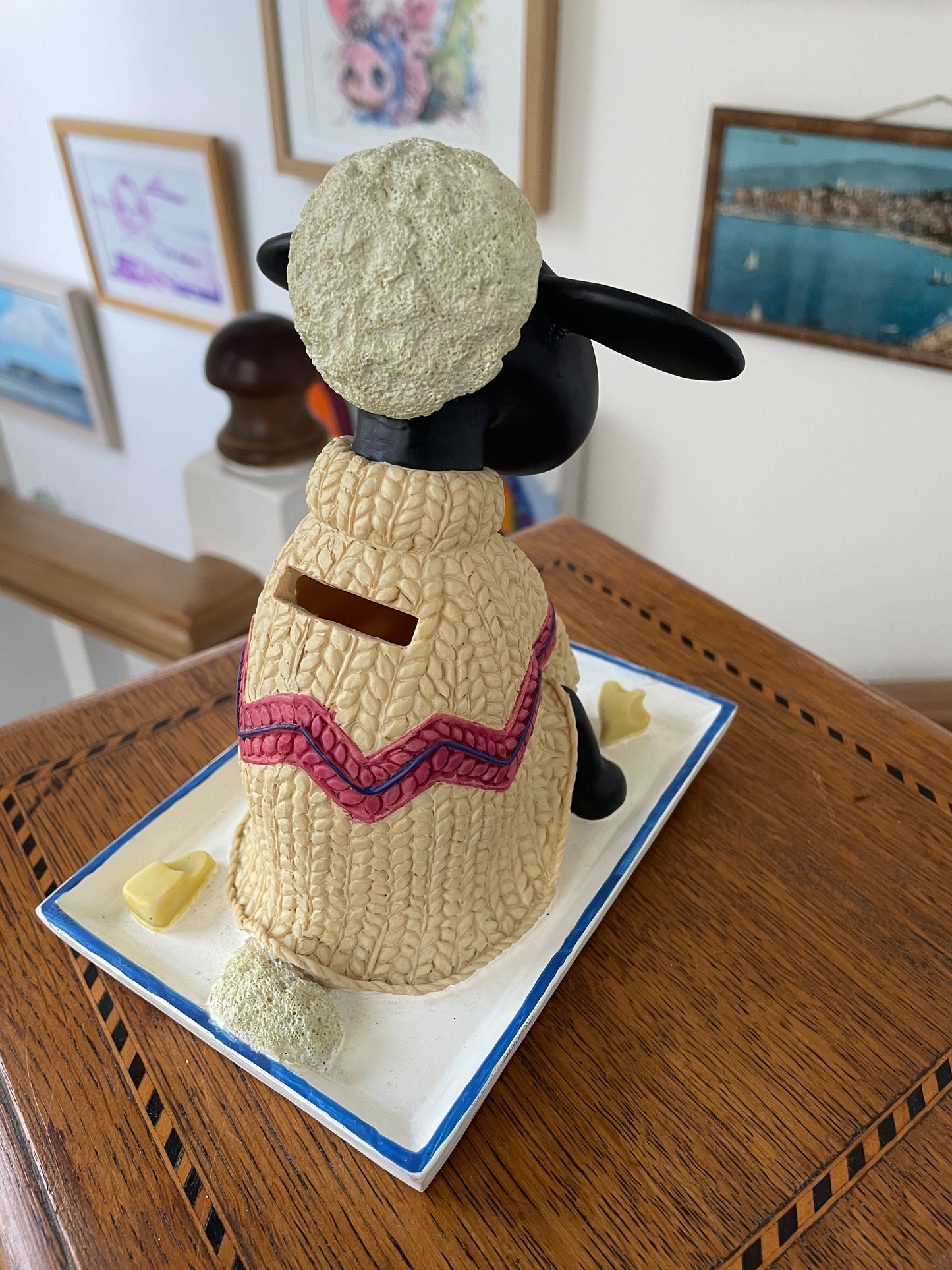 Vintage large Shaun the Sheep Money Bank Figure – Wallace and Gromit Licensed Character Ornament (c.1989)