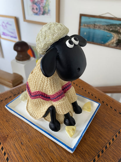 Vintage large Shaun the Sheep Money Bank Figure – Wallace and Gromit Licensed Character Ornament (c.1989)