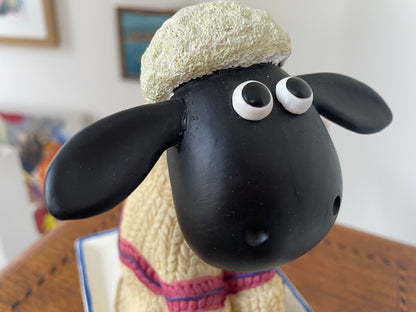 Vintage large Shaun the Sheep Money Bank Figure – Wallace and Gromit Licensed Character Ornament (c.1989)