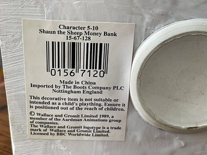 Vintage large Shaun the Sheep Money Bank Figure – Wallace and Gromit Licensed Character Ornament (c.1989)