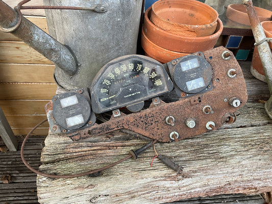 Vintage British Jaeger Magnettte Instrument Cluster Speedometer Gauge Panel Made in England c1950s