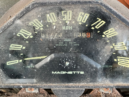 Vintage British Jaeger Magnettte Instrument Cluster Speedometer Gauge Panel Made in England c1950s