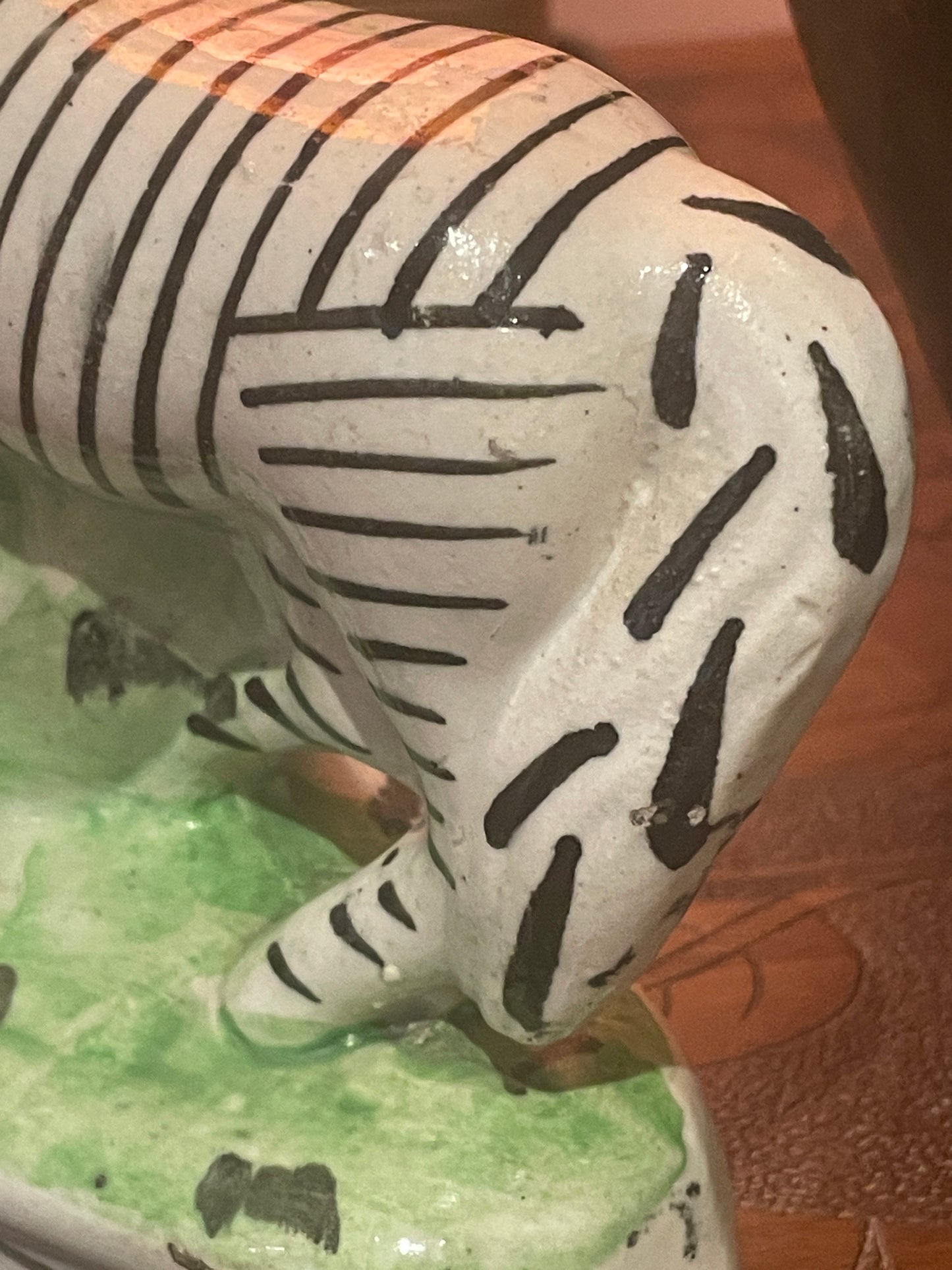 Antique Staffordshire Style Zebra Figure – Hand Painted Ceramic Animal Ornament (c. late 19th Century)