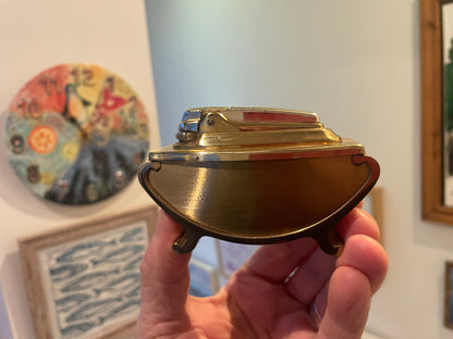 Vintage Ronson Varaflame Table Lighter – Gold Tone Mid Century Desk Lighter with Box (c.1960s)