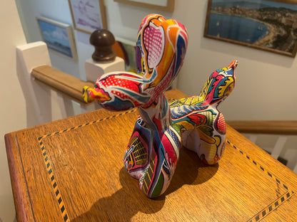 Contemporary Pop Art Style Dog Figure – Colourful Patterned Ceramic Ornament (16cm)