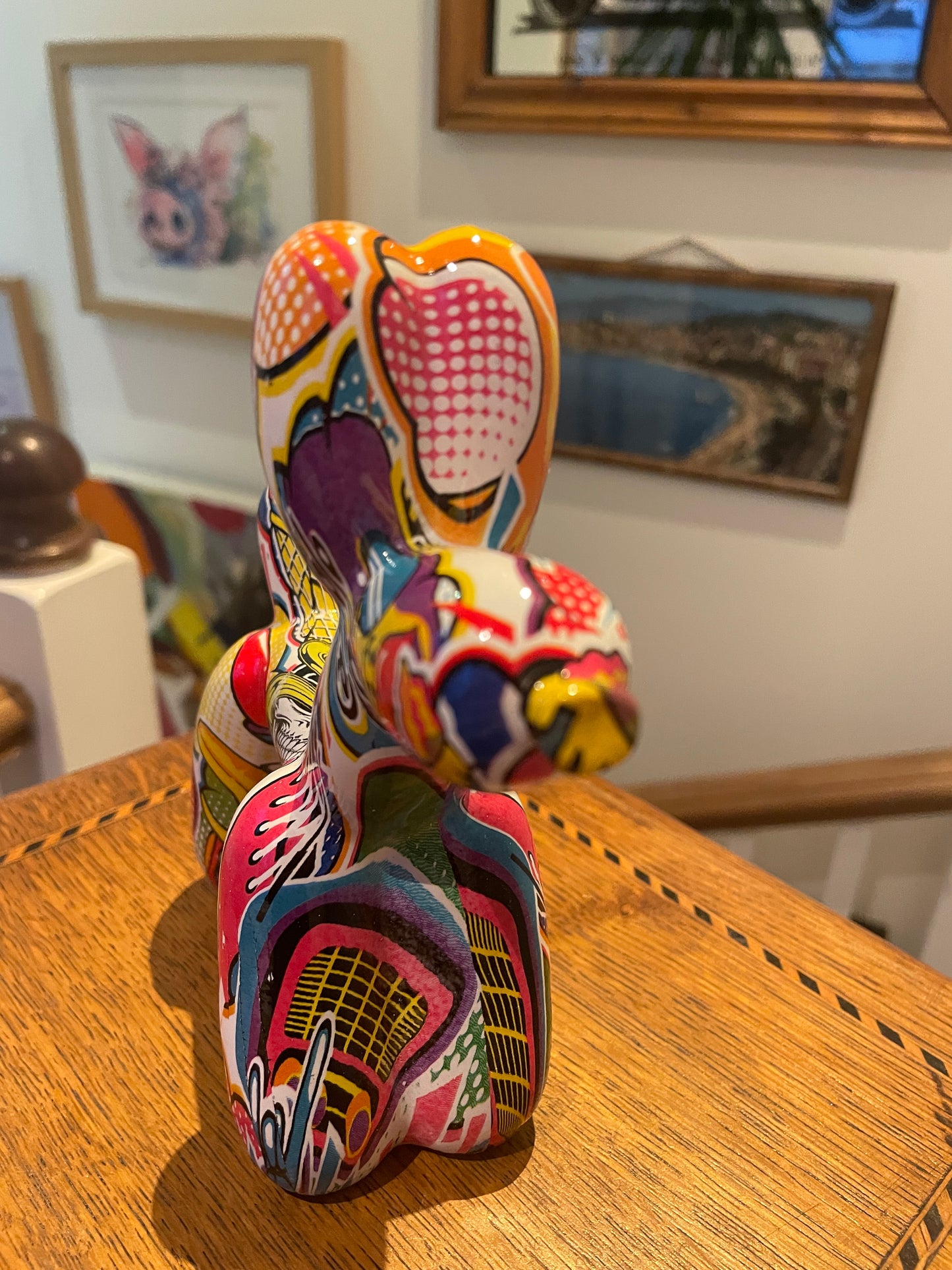 Contemporary Pop Art Style Dog Figure – Colourful Patterned Ceramic Ornament (16cm)