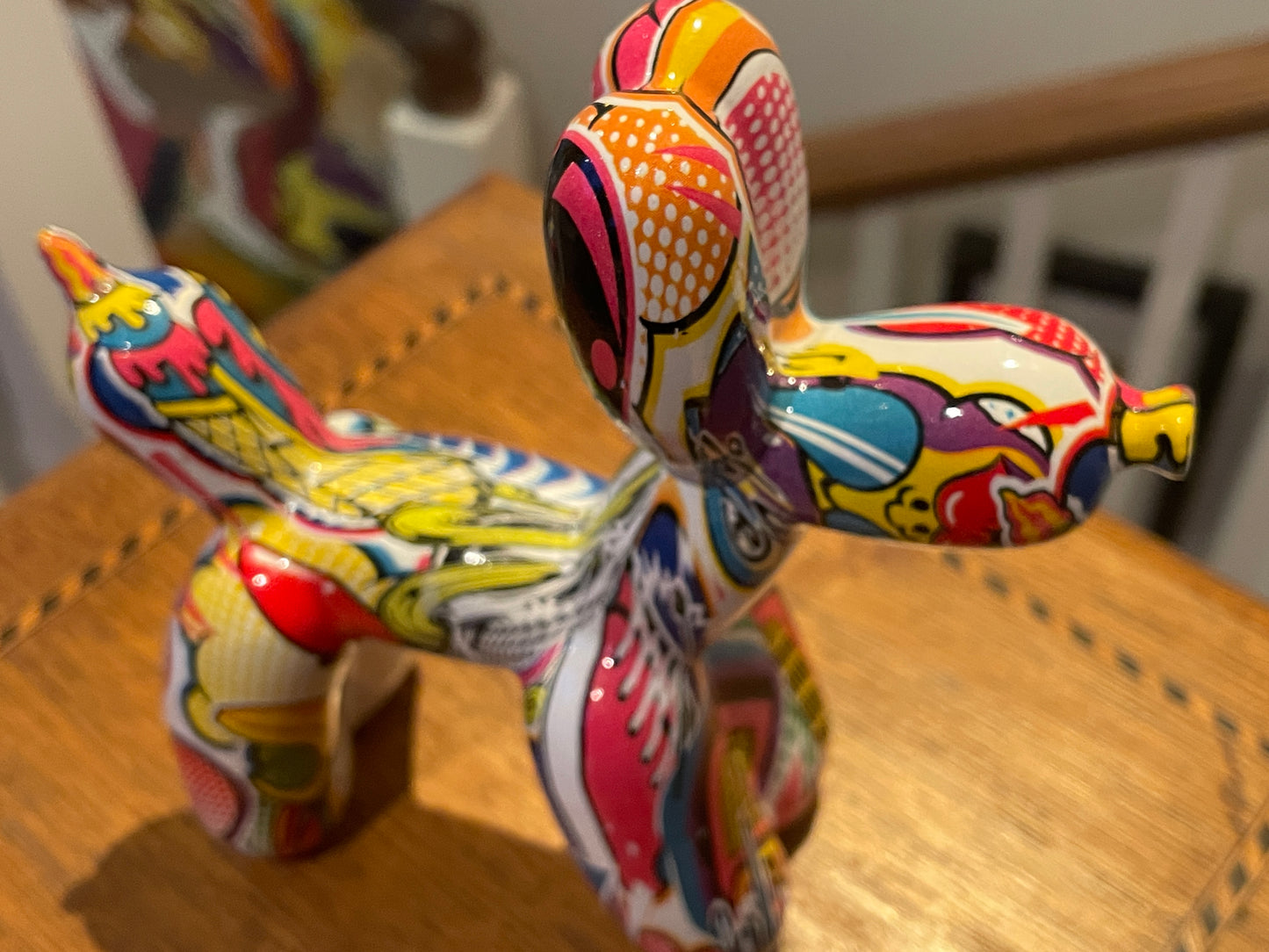 Contemporary Pop Art Style Dog Figure – Colourful Patterned Ceramic Ornament (16cm)