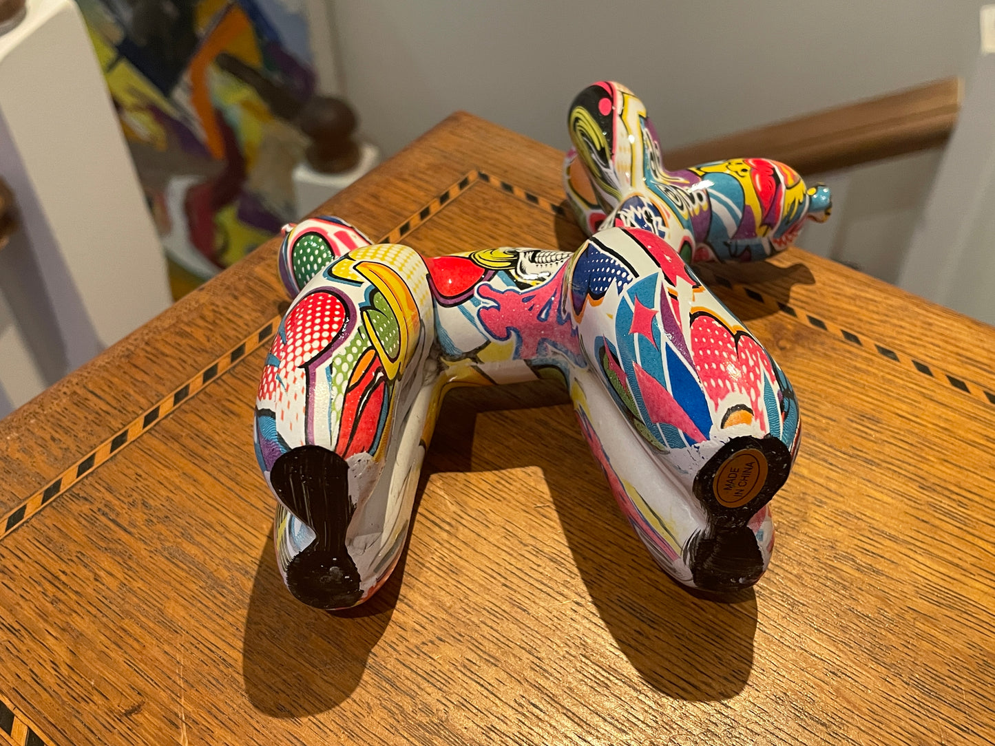 Contemporary Pop Art Style Dog Figure – Colourful Patterned Ceramic Ornament (16cm)