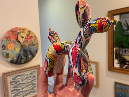 Contemporary Pop Art Style Dog Figure – Colourful Patterned Ceramic Ornament (16cm)