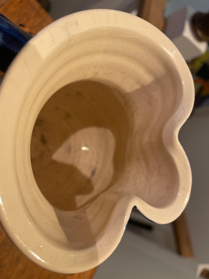 Jean-Paul Landreau Studio Pottery Jug – French Abstract Sgraffito Face Design (Late 20th Century)