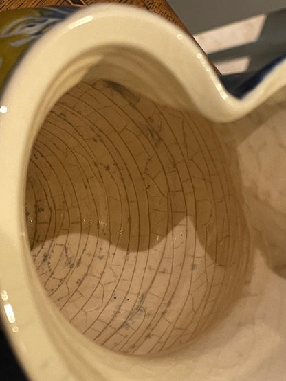 Jean-Paul Landreau Studio Pottery Jug – French Abstract Sgraffito Face Design (Late 20th Century)