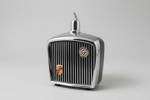 Vintage Jaguar Musical Decanter – Royal London Chrome Grille Barware with Leaping Jaguar Lid (1968)