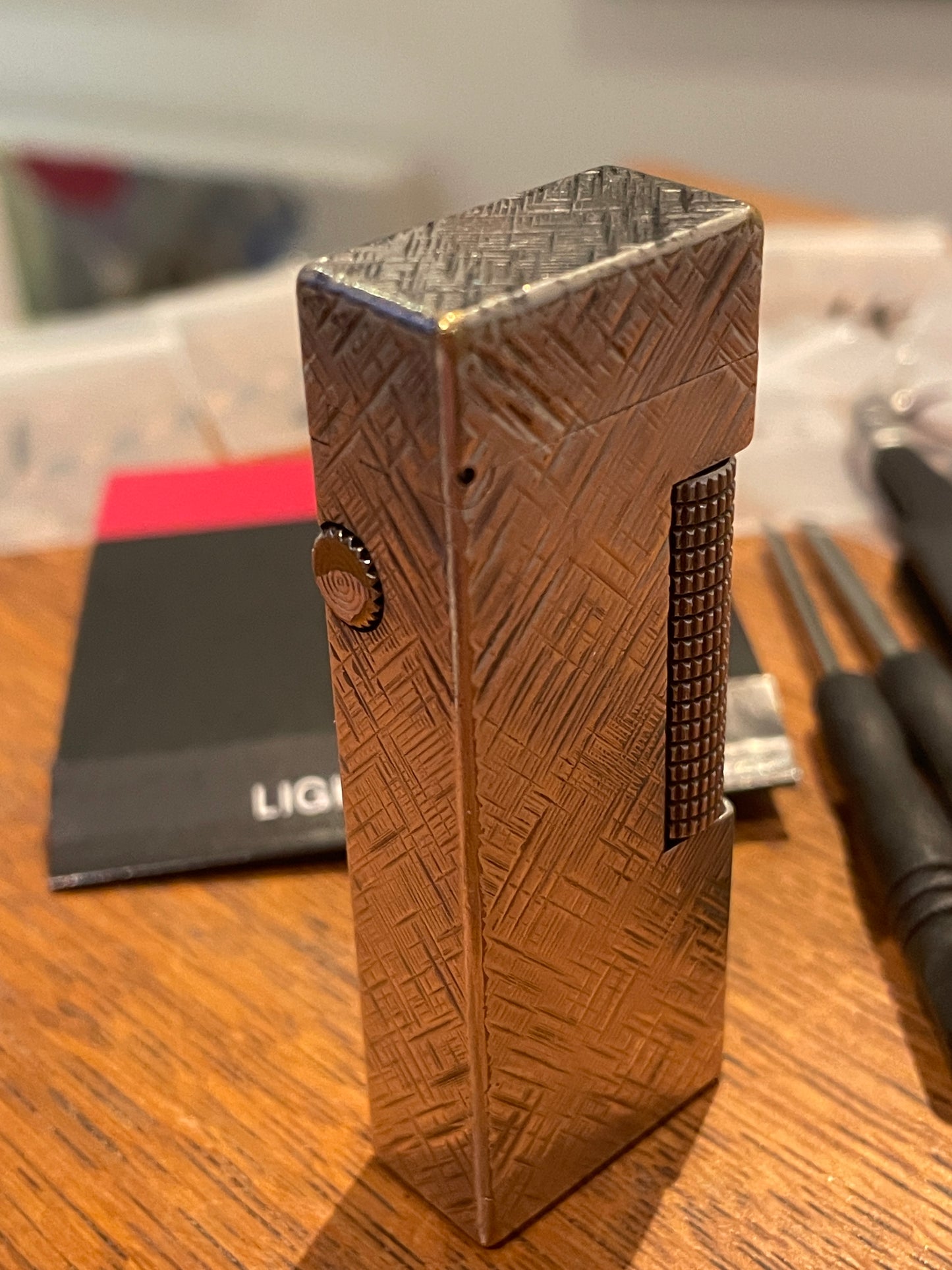 Vintage Dunhill Rollagas Gas Lighter – Swiss Made Engine-Turned Case with Original Service Kit (c.1960s–70s)