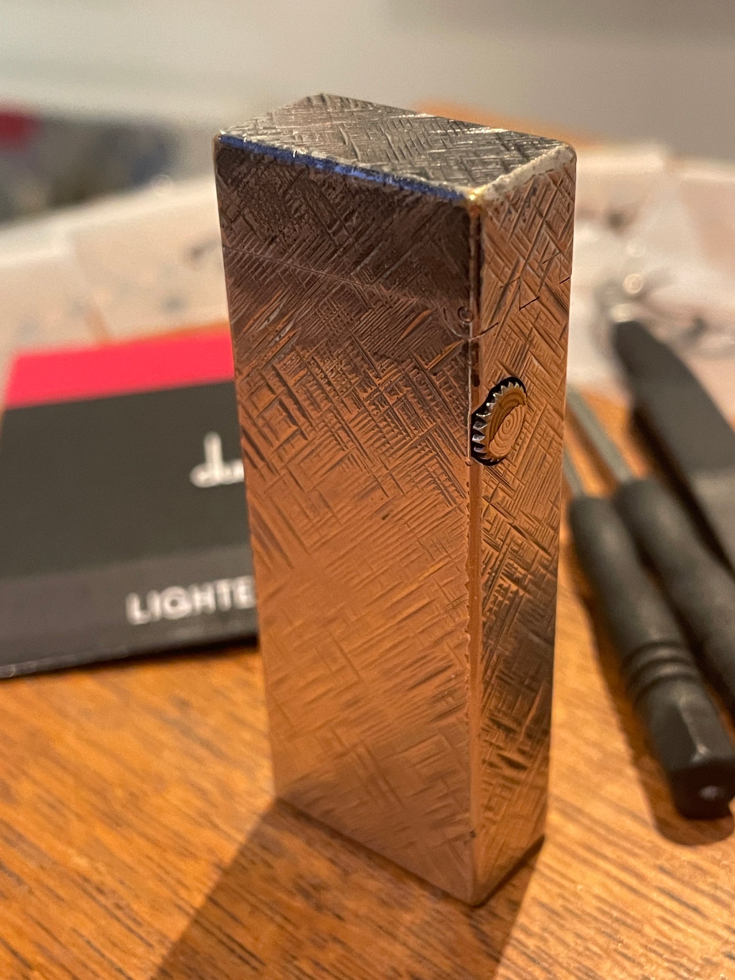 Vintage Dunhill Rollagas Gas Lighter – Swiss Made Engine-Turned Case with Original Service Kit (c.1960s–70s)