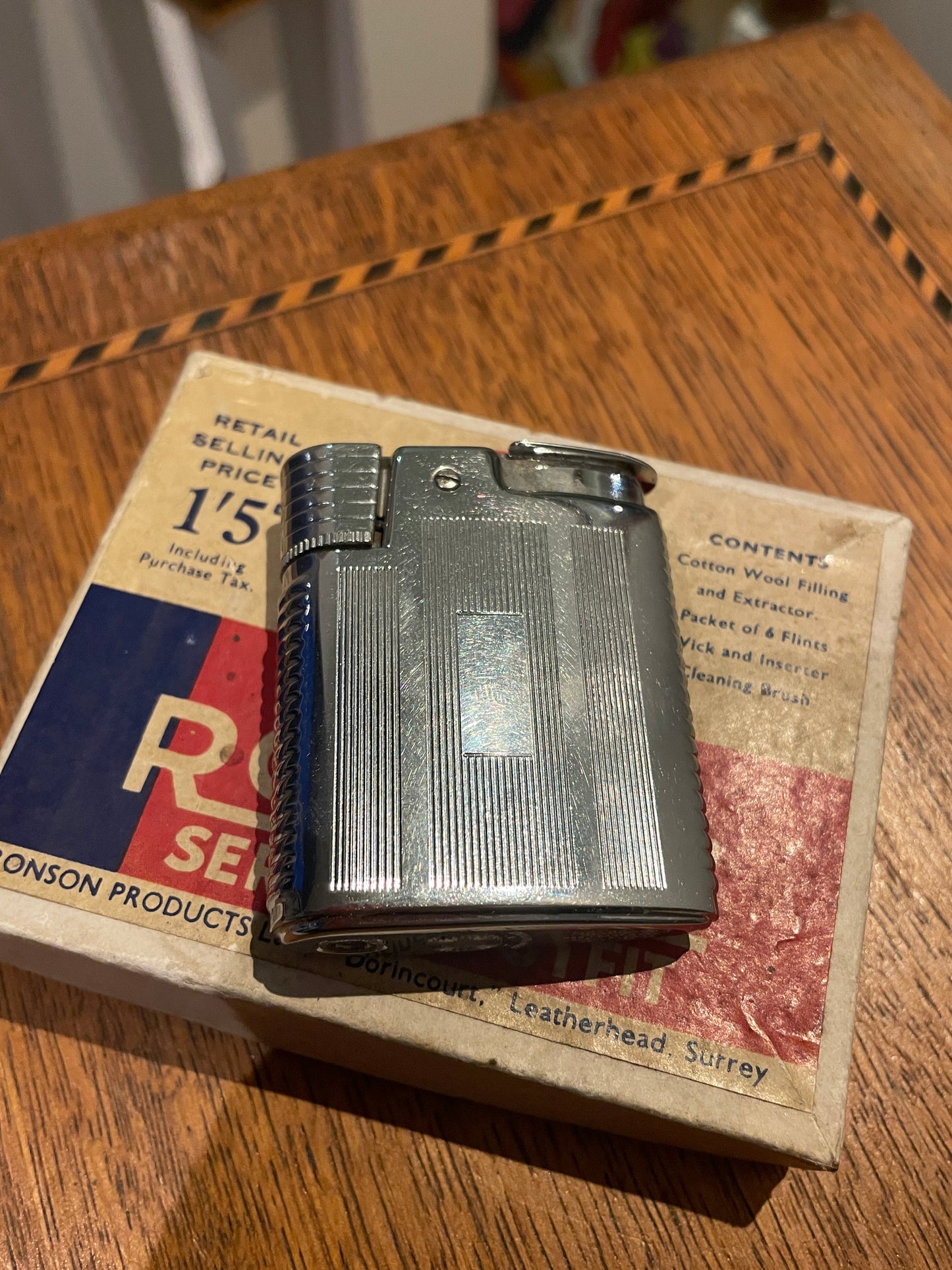 Vintage Ronson Gas Lighter with Original Ronson Petrol Service Outfit – Made in England (c.1950s)