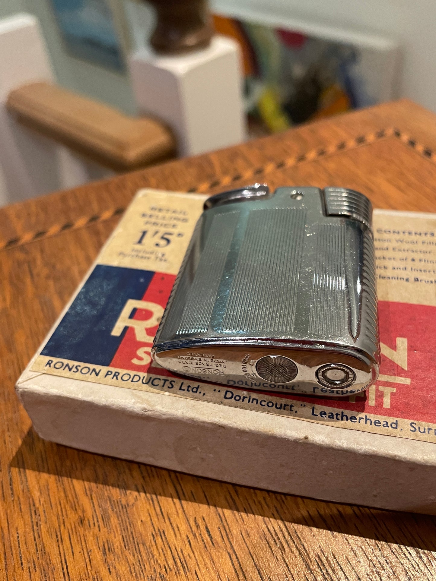Vintage Ronson Gas Lighter with Original Ronson Petrol Service Outfit – Made in England (c.1950s)