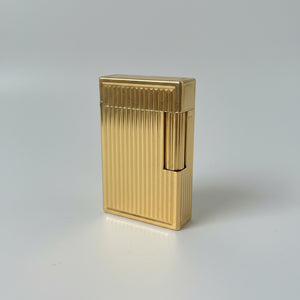 Vintage French Gold Plated Gas Lighter – Ribbed S.T. Dupont Paris Case (c.1970s)