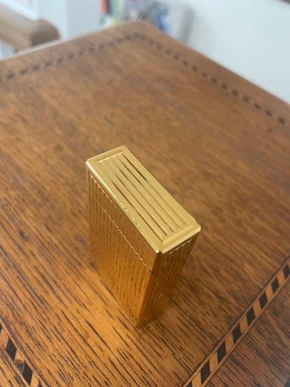 Vintage French Gold Plated Gas Lighter – Ribbed S.T. Dupont Paris Case (c.1970s)