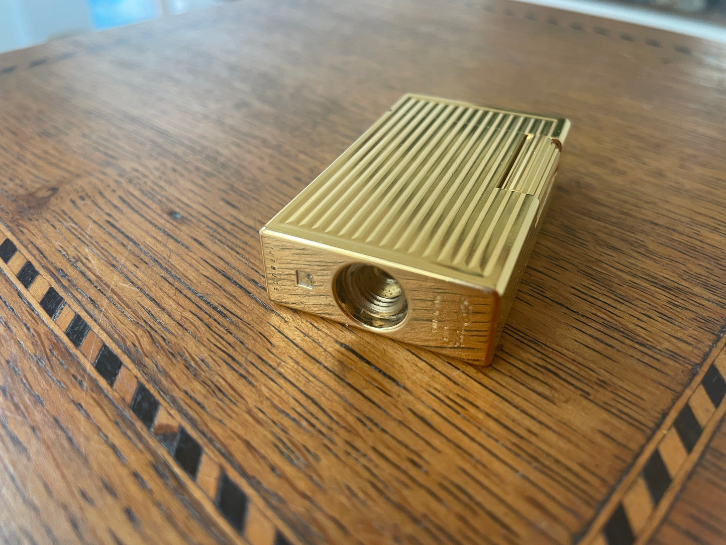 Vintage French Gold Plated Gas Lighter – Ribbed S.T. Dupont Paris Case (c.1970s)