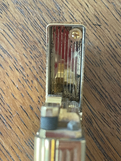 Vintage French Gold Plated Gas Lighter – Ribbed S.T. Dupont Paris Case (c.1970s)