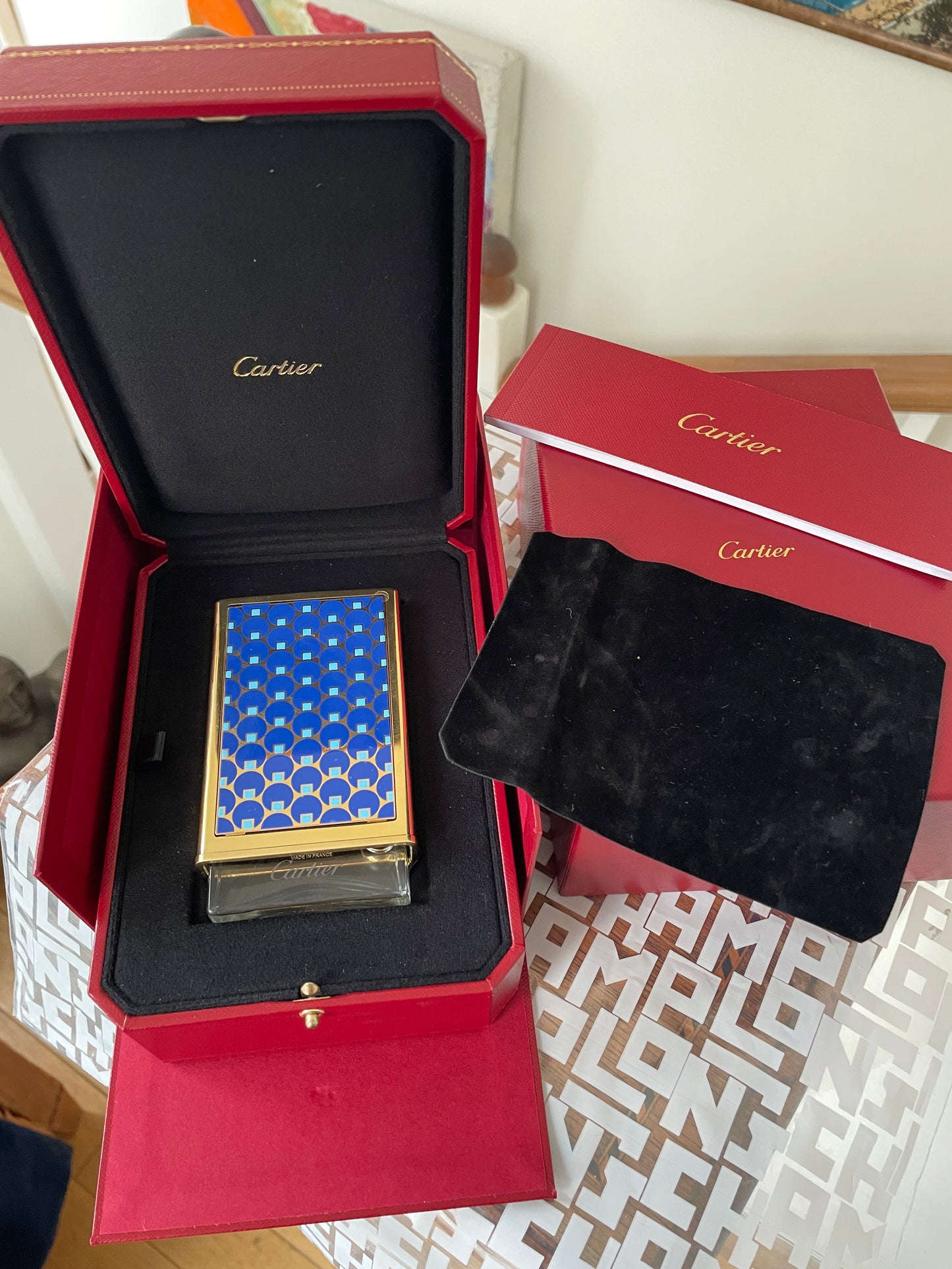 Vintage Cartier Nécessaires à Parfum – Blue Dots Lacquer Refillable Perfume Case with Two 30ml Bottles & Original Boxes (France)