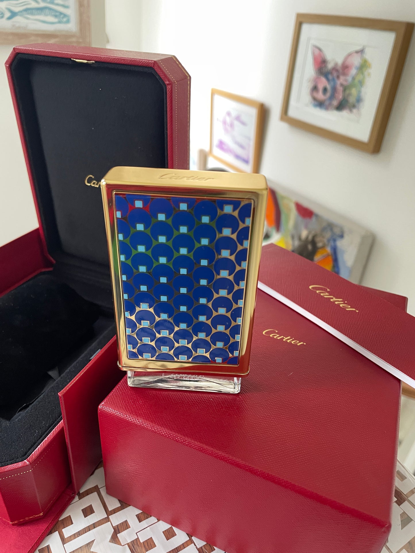 Vintage Cartier Nécessaires à Parfum – Blue Dots Lacquer Refillable Perfume Case with Two 30ml Bottles & Original Boxes (France)