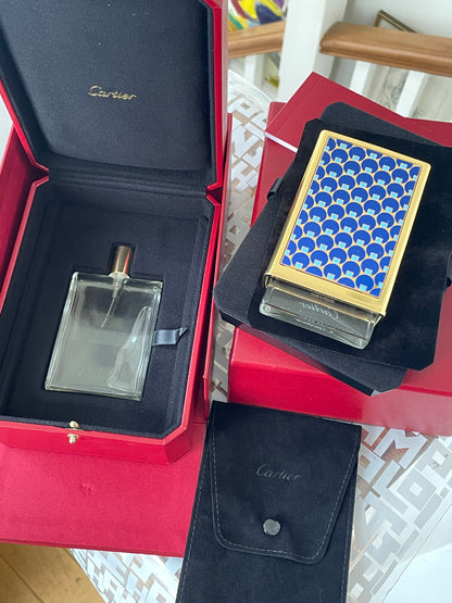 Vintage Cartier Nécessaires à Parfum – Blue Dots Lacquer Refillable Perfume Case with Two 30ml Bottles & Original Boxes (France)