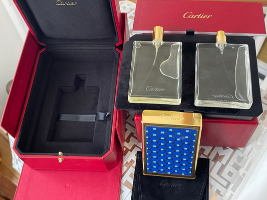 Vintage Cartier Nécessaires à Parfum – Blue Dots Lacquer Refillable Perfume Case with Two 30ml Bottles & Original Boxes (France)