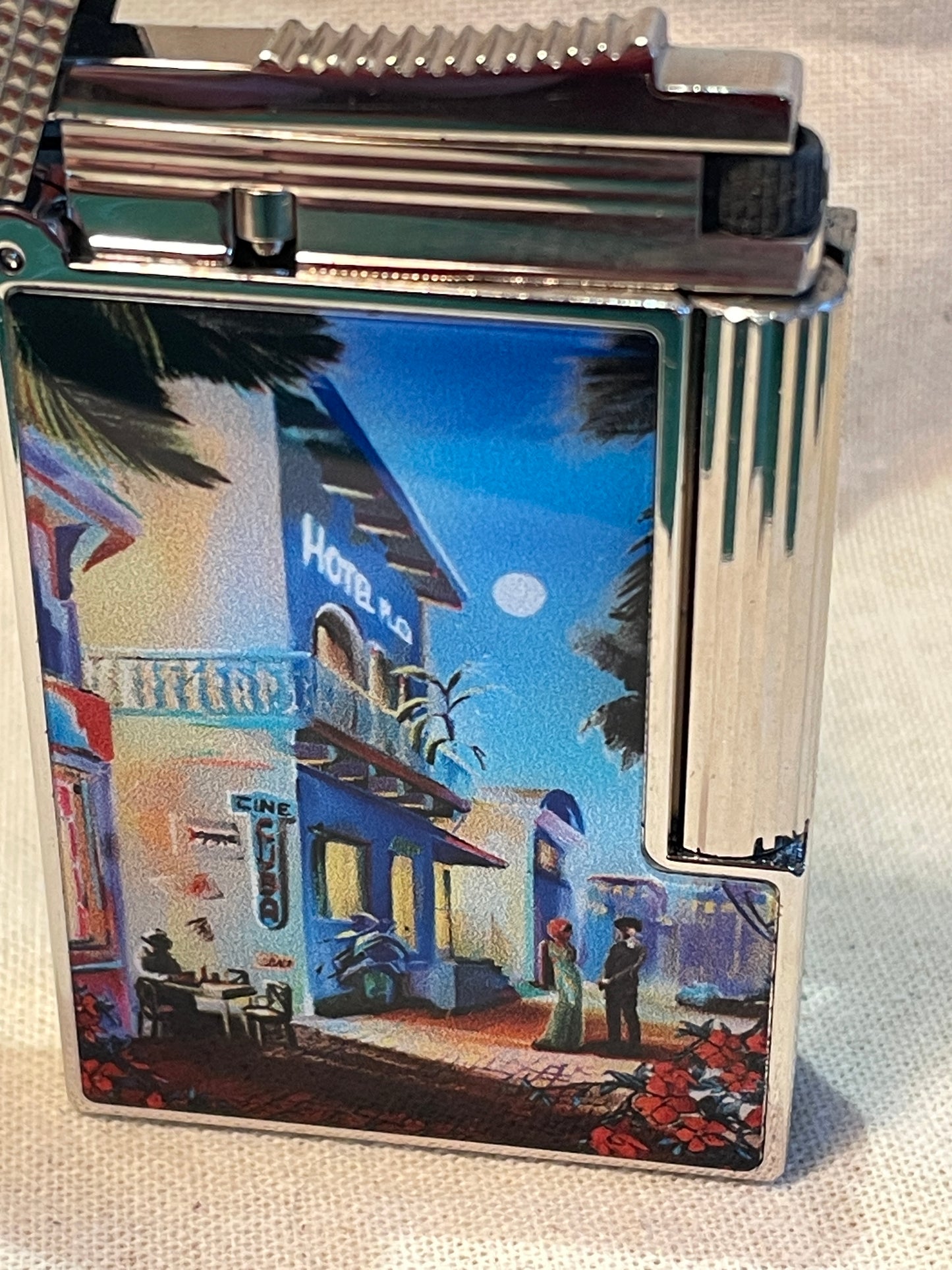 S.T. Dupont Ligne 2 “Cuba” Soft Flame Lighter – Platinum Finish Micro Diamond Guilloché