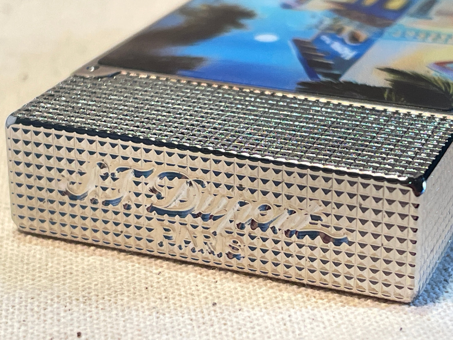 S.T. Dupont Ligne 2 “Cuba” Soft Flame Lighter – Platinum Finish Micro Diamond Guilloché