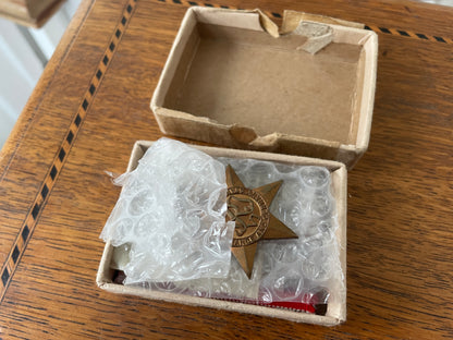 WWII British Campaign Medals Group – 1939–45 Star, Defence Medal & War Medal, Boxed & Named