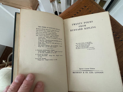Antique Hardback Poetry Book – Twenty Poems from Rudyard Kipling Special Limited Edition, Kipling Memorial Fund Banquet (1937)