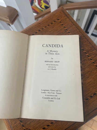 Mid-Century Annotated Hardback of Candida by Bernard Shaw – 1956 Longmans Edition with Extensive Scholarly Manuscript Notes