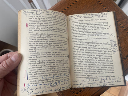 Mid-Century Annotated Hardback of Candida by Bernard Shaw – 1956 Longmans Edition with Extensive Scholarly Manuscript Notes