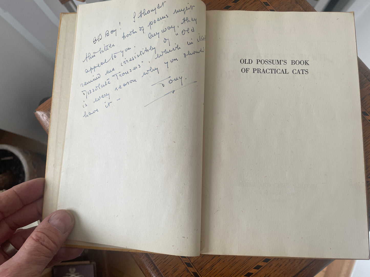 Vintage Old Possum’s Book of Practical Cats by T. S. Eliot – Faber & Faber Hardback, Wartime Impression with Inscription (1943)