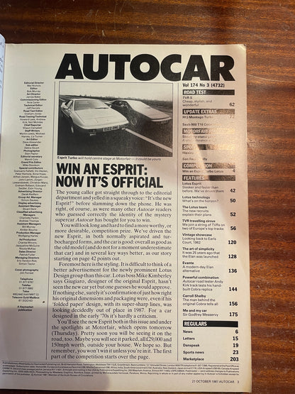 Vintage Autocar Magazine – Full Motorfair Show Guide (21 October 1987)