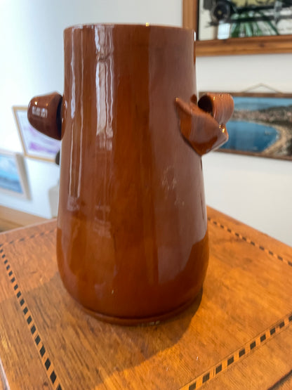 Antique English Barnstaple Pottery Vase – W.L. Baron Sgraffito Bird Design (c.1894)