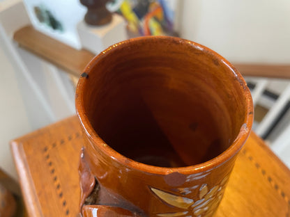 Antique English Barnstaple Pottery Vase – W.L. Baron Sgraffito Bird Design (c.1894)