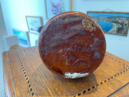 Antique English Barnstaple Pottery Vase – W.L. Baron Sgraffito Bird Design (c.1894)