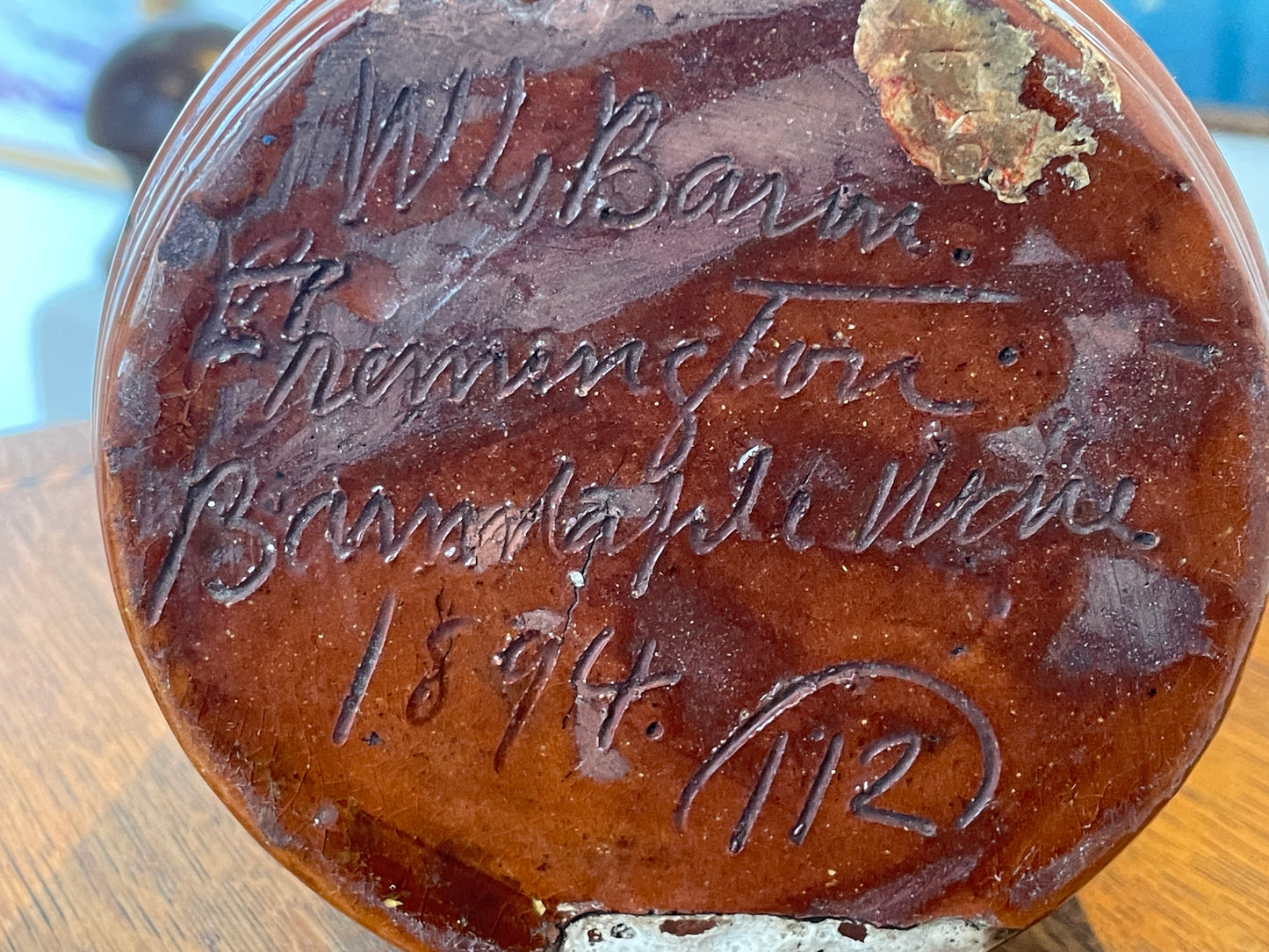 Antique English Barnstaple Pottery Vase – W.L. Baron Sgraffito Bird Design (c.1894)