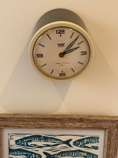 Vintage HES Wall Clock – J. Hardacre and Company Bombay Retail Dial (c.1960s–70s)