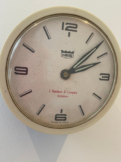 Vintage HES Wall Clock – J. Hardacre and Company Bombay Retail Dial (c.1960s–70s)