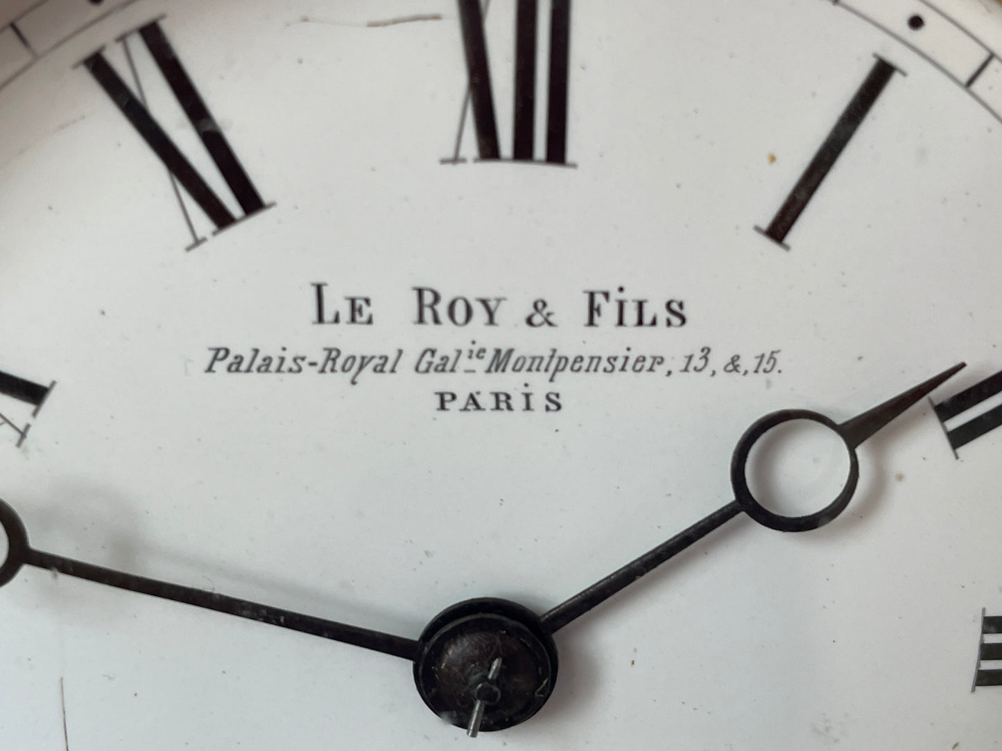 19th Century French Le Roy and Fils Marble Mantel Clock Palais Royal Paris c1850