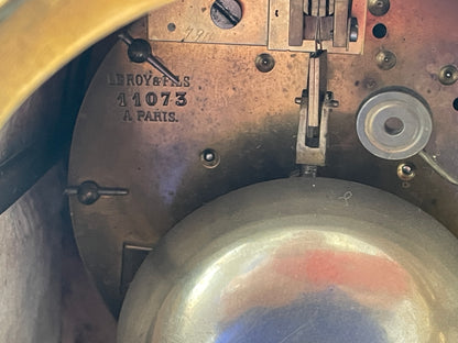 19th Century French Le Roy and Fils Marble Mantel Clock Palais Royal Paris c1850