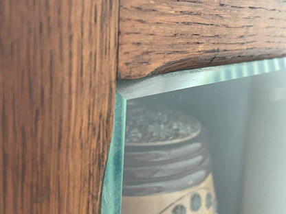 Antique Oak Smokers Cabinet with Bevelled Glass Door and Royal Doulton Lambeth Tobacco Jar (c.1900–1920)