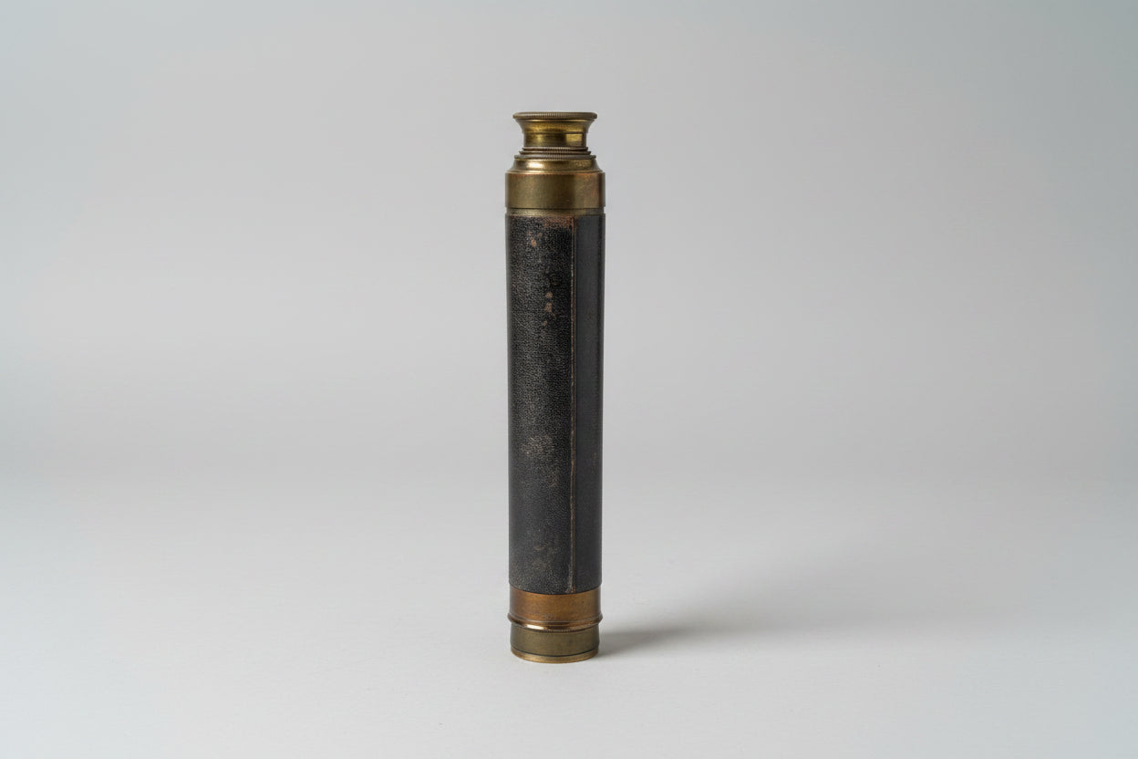 Antique Brass and Leather Three Draw Telescope – Victorian Marine or Field Scope (c.1900)
