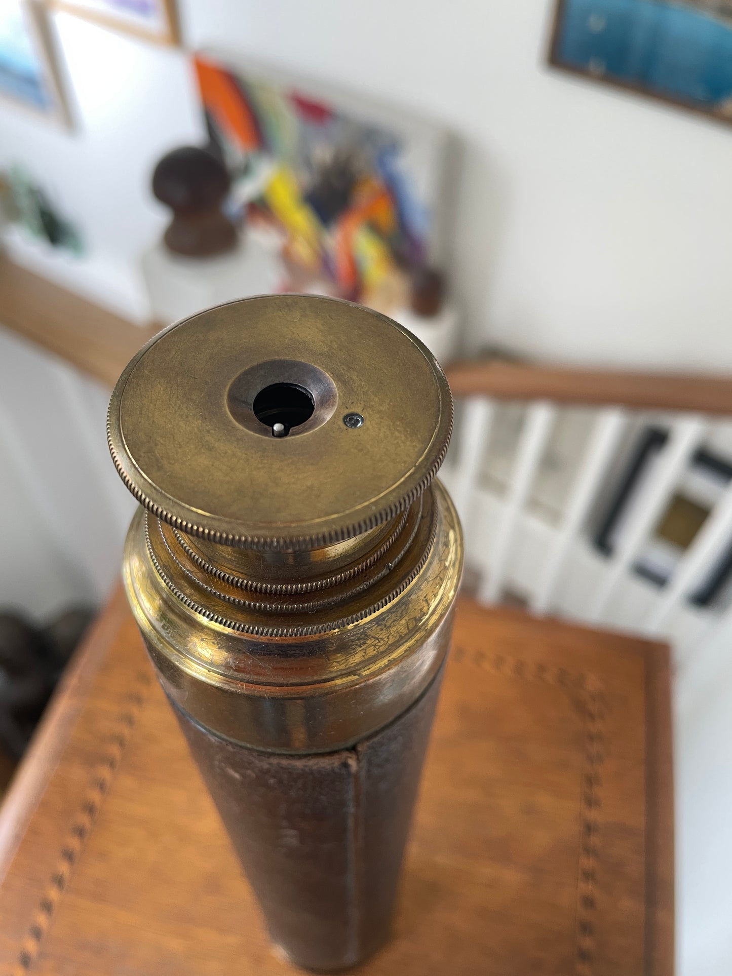 Antique Brass and Leather Three Draw Telescope – Victorian Marine or Field Scope (c.1900)