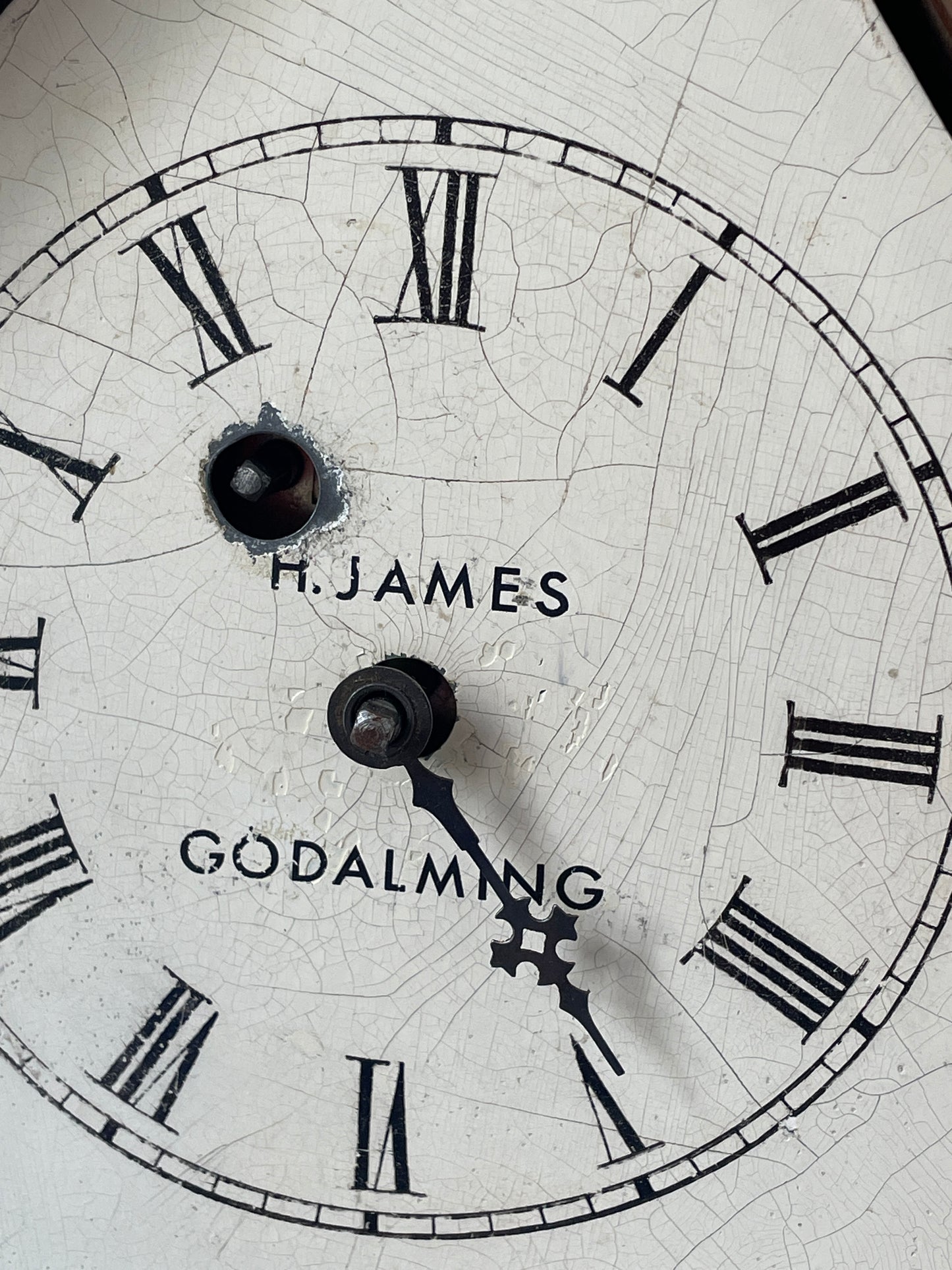 Antique American Waterbury Steeple Mantel Clock – H. James of Godalming Retailer Dial (c.1880–1895)