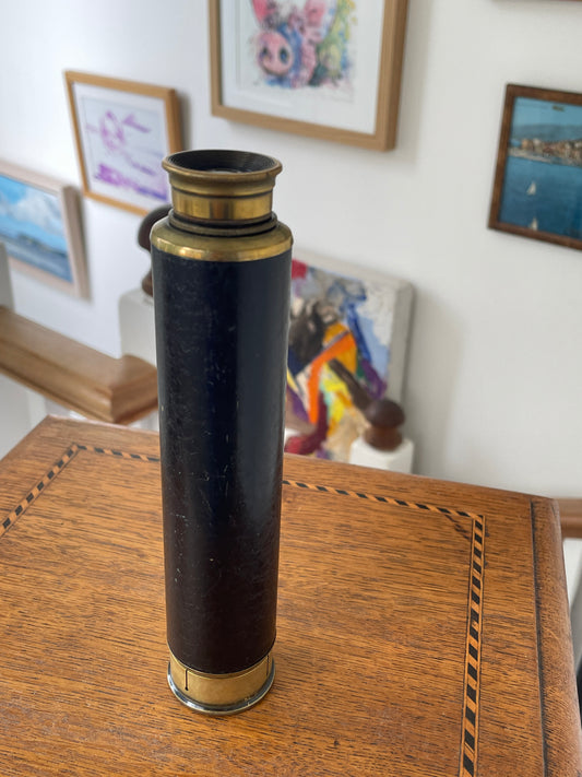 Vintage British Brass Telescopic Monocular – Falcon 22x Enbeeco London with Textured Resin Grip (c.1950–1970)